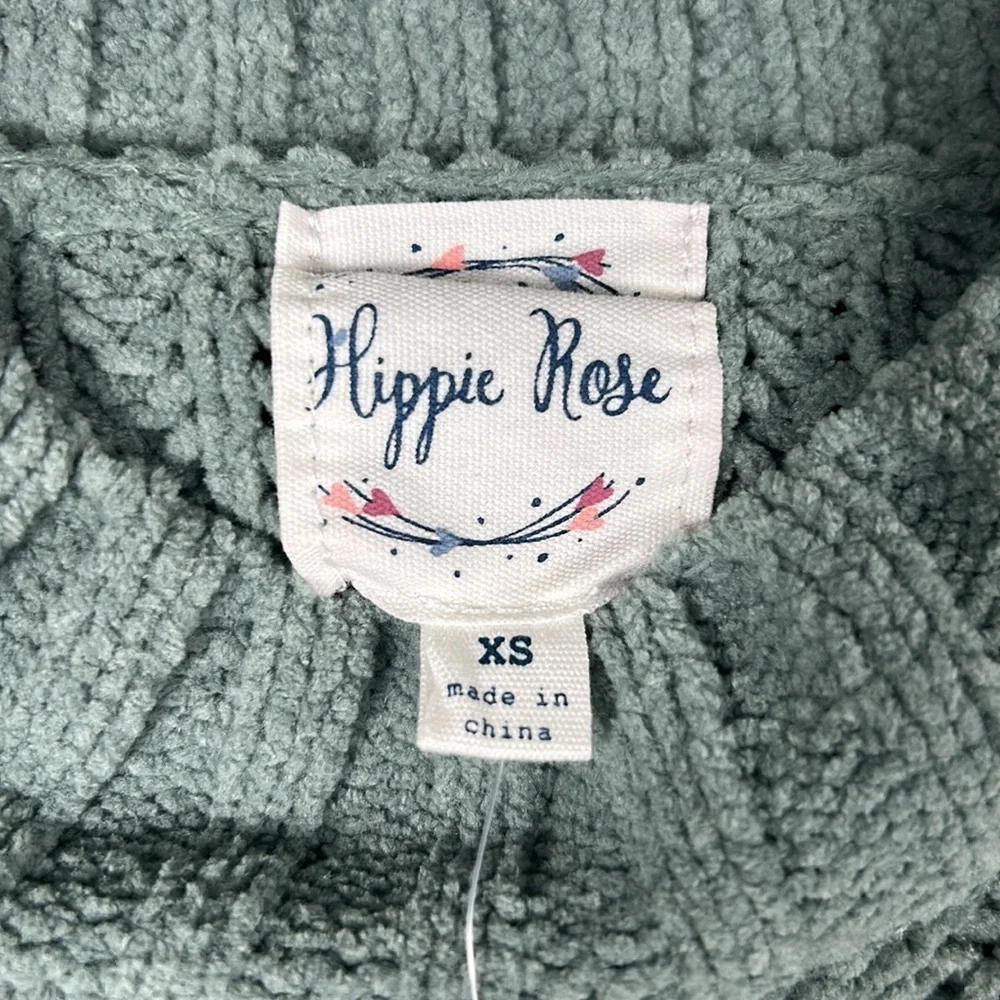 NWT Hippie Rose XS sage green chenille cable knit sweater - Picture 3 of 6